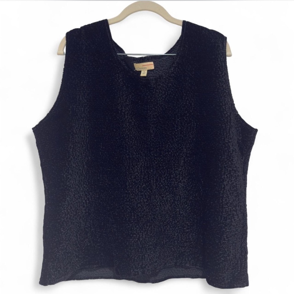Y2K Crinkle Tank Velvet Feel Black Textured Top, Plus Size Grunge Whimsygoth - Picture 2 of 8